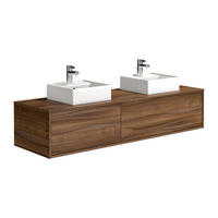 DOPPELWASCHTISCH - 150cm x 47cm - Holzspan - naturfarben dunkel - ISAURE - Naturfarben, Holz (150/32/47cm) - Vente-Unique