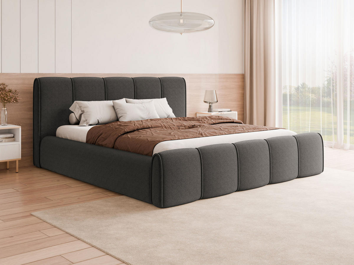 POLSTERBETT Lewis - Dunkelgrau, Holz/Holzwerkstoff (180/200cm) - MIRJAN24