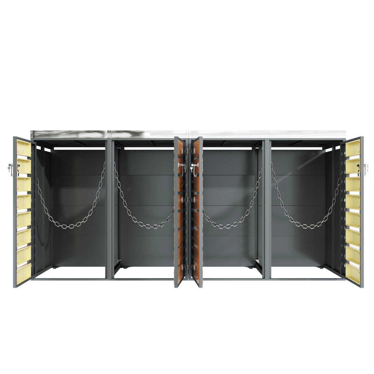 MÜLLTONNENBOX Mit Pflanztrog Holzoptik/Grau - Braun, Metall (132/108/80cm) - ComfortXL