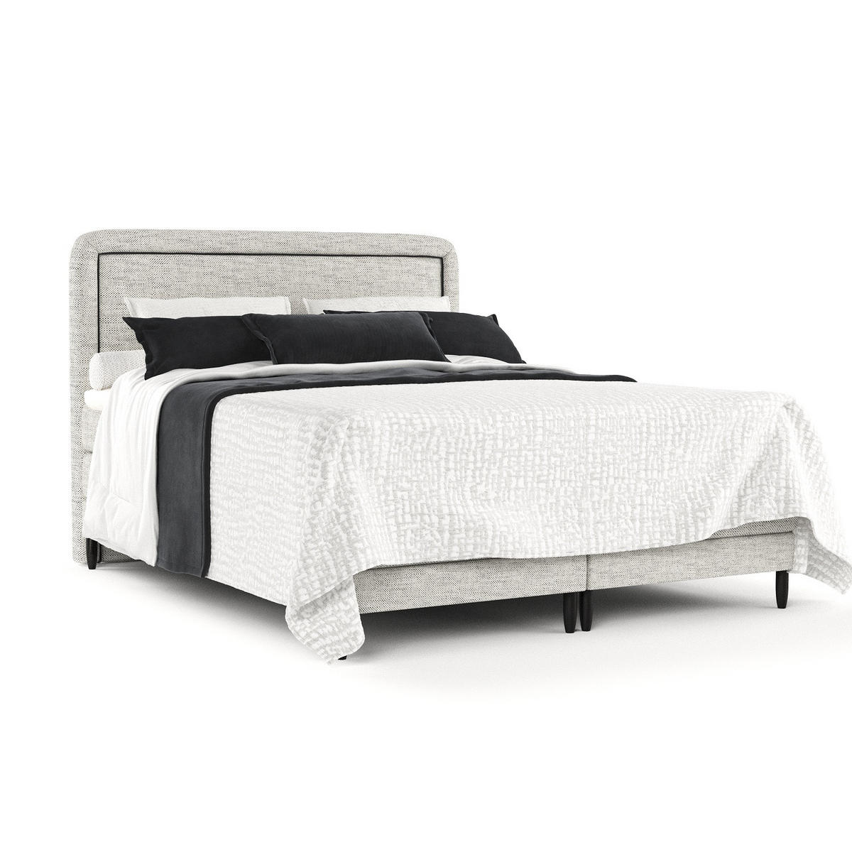 BOXSPRINGBETT Dove Hellgrau 200/200 cm mit Matratzen und Topper - Hellgrau/Schwarz, Holz/Holzwerkstoff (200/200cm) - Maison de Reve