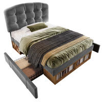 BETT mit Schubladen und Stauraum 90x200 cm Samt Grau - Grau, Metall (90/200cm) - Meubliv