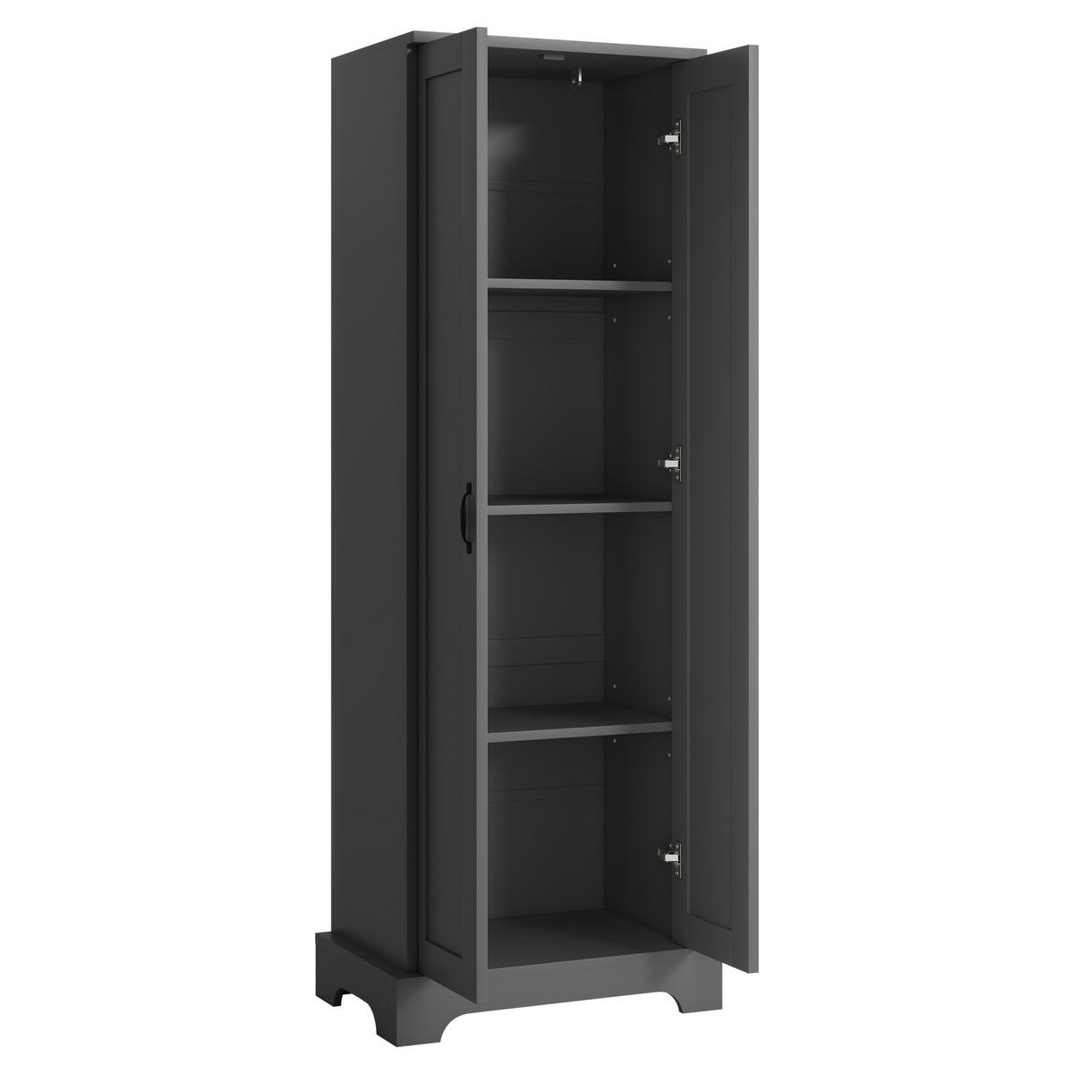 HOCHSCHRANK 56/40/170 cm Schwarz mit Doppeltüren und 4 Ablageflächen - Schwarz, Holz/Holzwerkstoff (40/170/56cm) - Oxeza