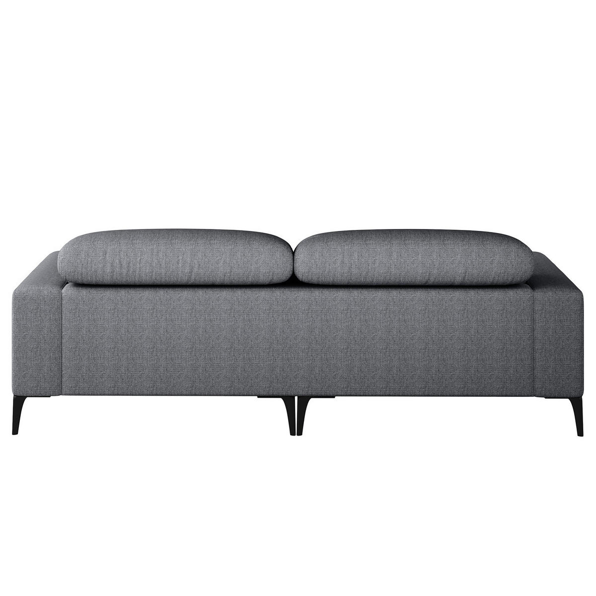 1,5-SITZER ECKSOFA mit Longchair - Schwarz/Grau, Textil/Metall (232/180cm) - home24