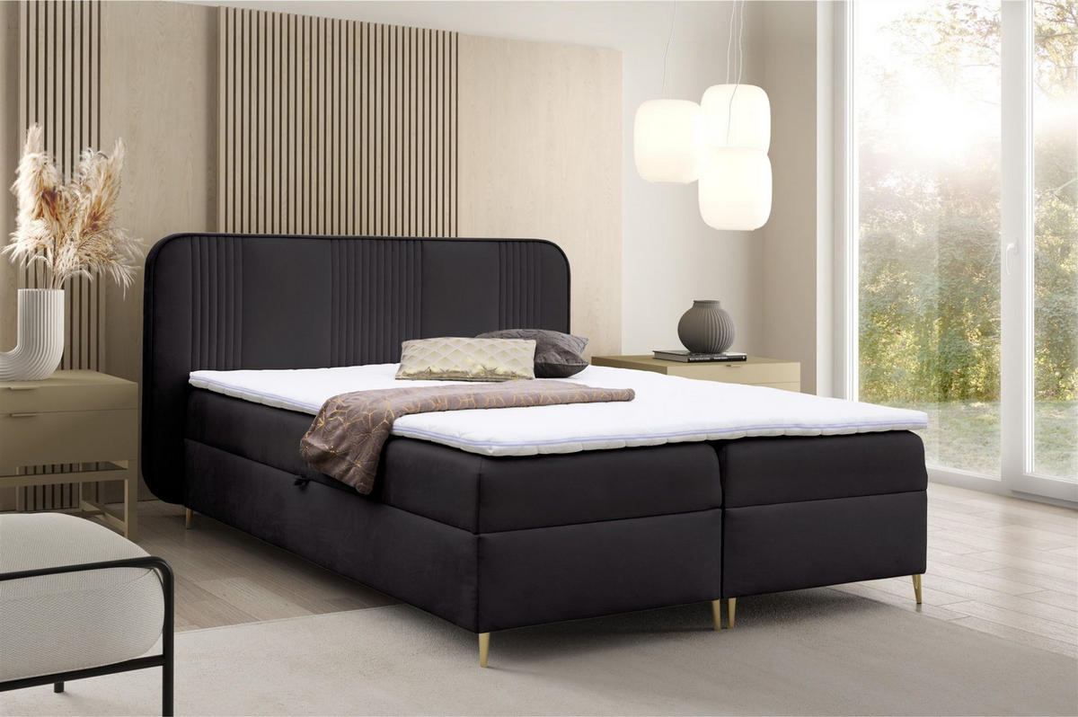 BOXBETT Avery Premium überlänge - Schwarz, Holzwerkstoff/Textil (120/220cm) - Fun Möbel