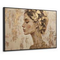 LEINWAND Bilder mit Rahmen - Frau - Gold - Abstrakt - Textur - 140x90 - Goldfarben, Textil (140/90cm) - MuchoWow