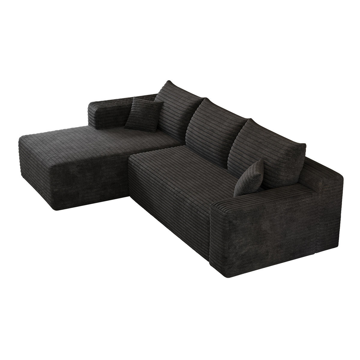 ECKSOFA 241 cm aus Stoff mit Cordbezug und ohne Montage Schwarz - Schwarz, Textil (151/241cm) - Modenvie