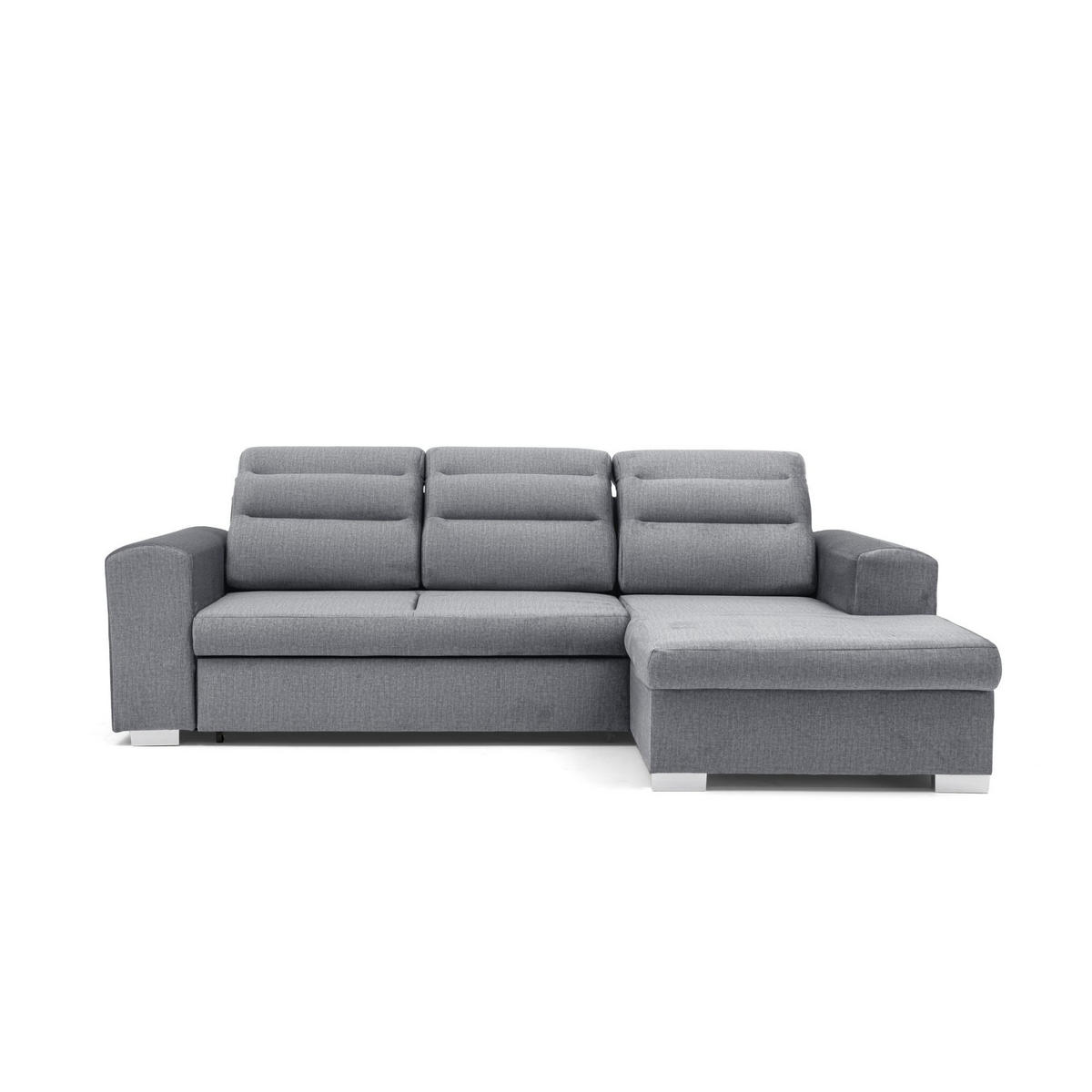 ECKSOFA CLOUD S Rechts mit Schlaffunktion 120x200 Velours Grau - Chromfarben/Grau, Holz/Kunststoff (260/155cm) - Muffo