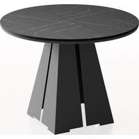 ESSTISCH Kova runder ausziehbarer, Marmor Schwarz 120-200/120/76 cm - Anthrazit/Schwarz, Holzwerkstoff/Metall (120/120/76cm) - WFL GROUP