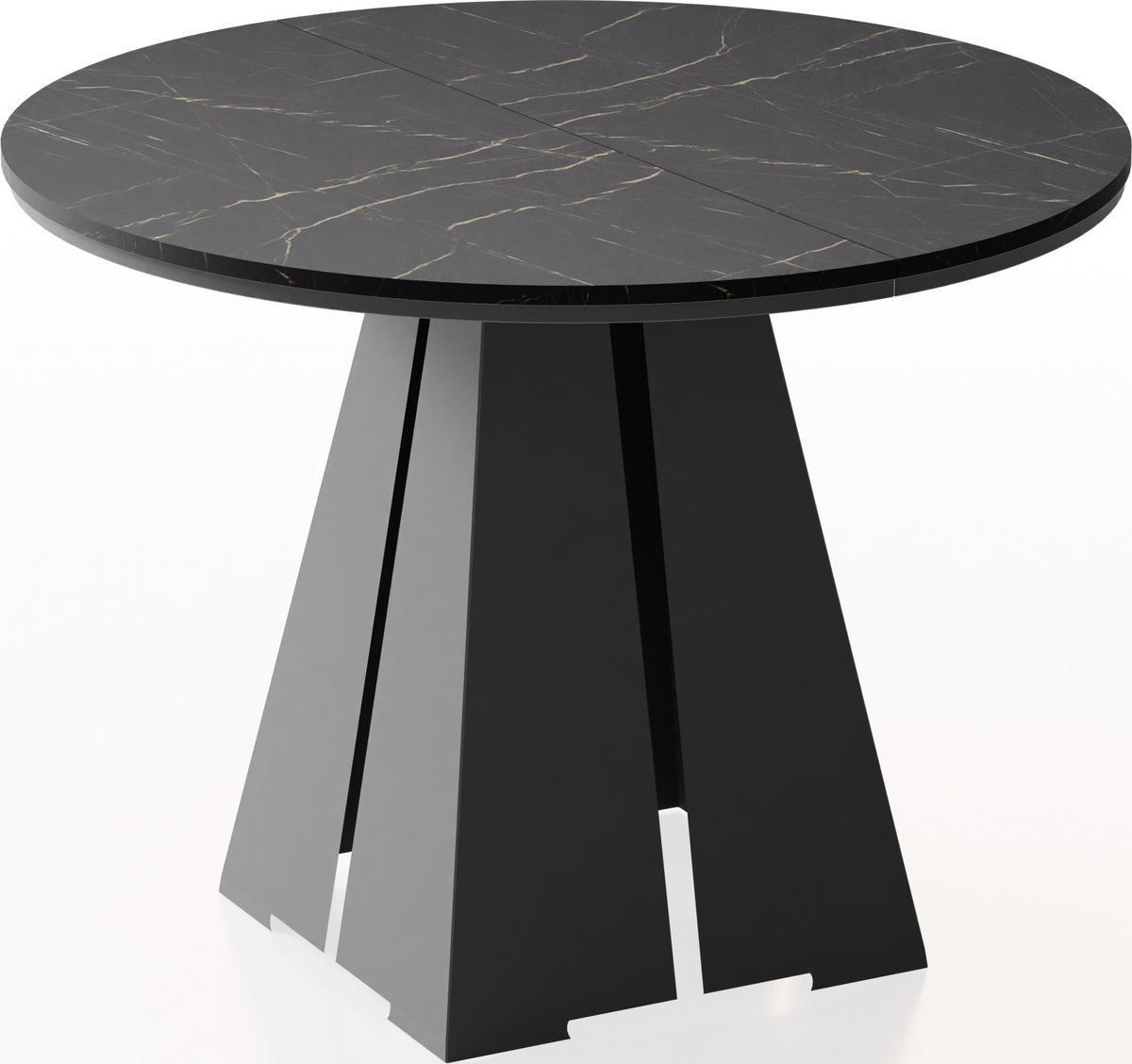 ESSTISCH Kova runder ausziehbarer, Marmor Schwarz 120-200/120/76 cm - Anthrazit/Schwarz, Holzwerkstoff/Metall (120/120/76cm) - WFL GROUP