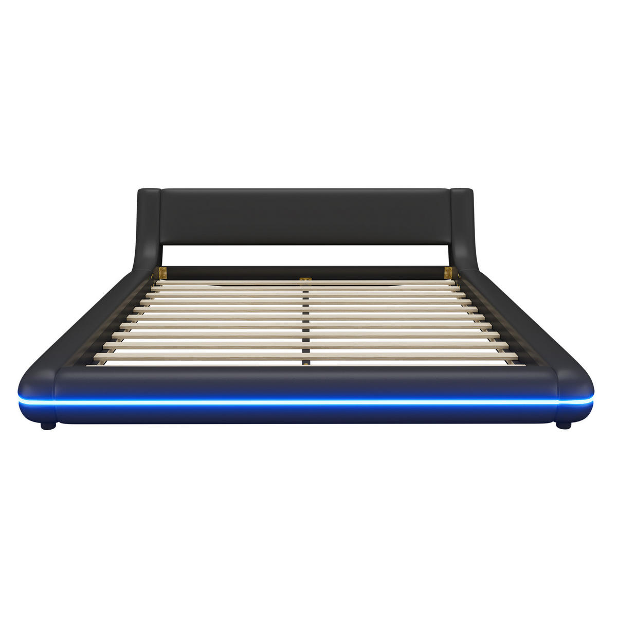 BETT 160/200 cm aus PU in Schwarz – inkl. Lattenrost und LED-Beleuchtung - Schwarz, Kunststoff (160/200cm) - BEAOK