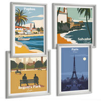 BILDER SET 4er Set - 50x50 cm & 40x60 cm Silberner Rahmen - Architektur der Küstenstädte - Silberfarben, Kunststoff (50/50cm) - TULUP