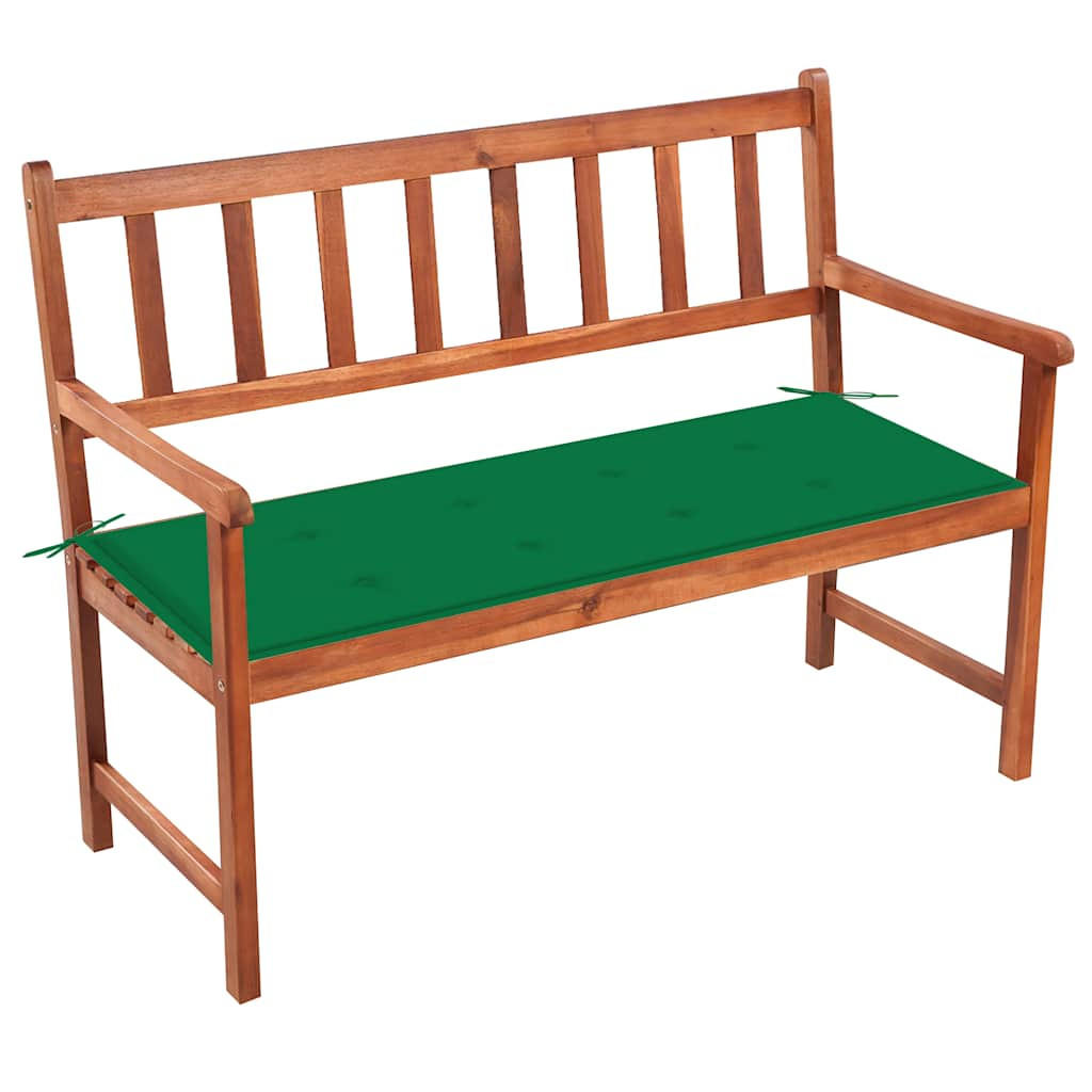GARTENBANK mit Auflage 120 cm Massivholz Akazie - Grün, Holz (50/90/58cm) - furnicato