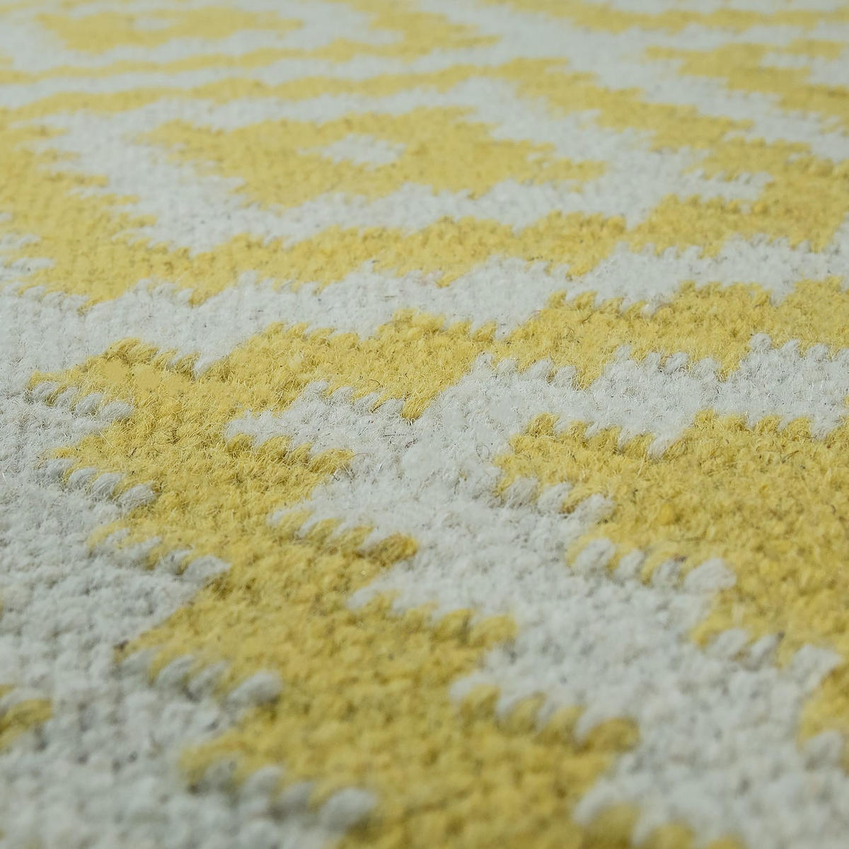 WOLLTEPPICH handgewebt, mit Rautenmuster, Gelb, 120 x 170 cm - Gelb, Textil (120/170cm) - KADIMA DESIGN