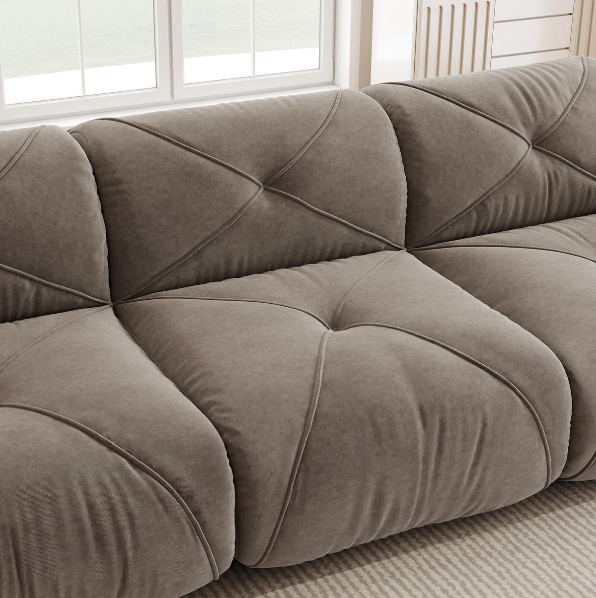 MODULSOFA U-Form Chenille Brown mit 2 Hockern - Braun, Kunststoff (171/76/281.1cm) - Meubliv