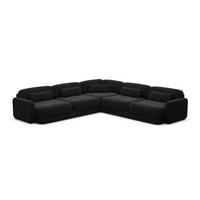 ECKSOFA Valencia L Form Samtstoff Schwarz - Schwarz, Textil (229/229cm) - Sofa Dreams