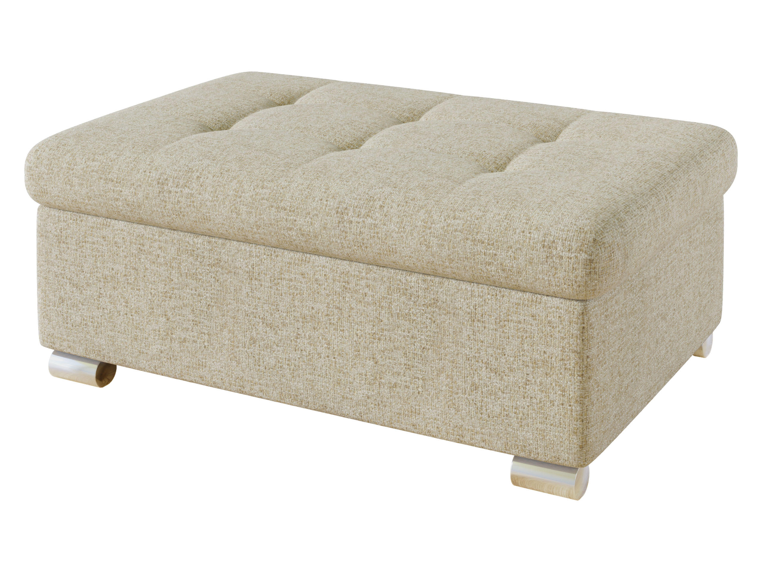 POLSTERHOCKER Niko Groß - Beige/Silberfarben, Holz/Textil (96/41/70cm) - MIRJAN24