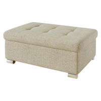 POLSTERHOCKER Niko Groß - Beige/Silberfarben, Holz/Textil (96/41/70cm) - MIRJAN24