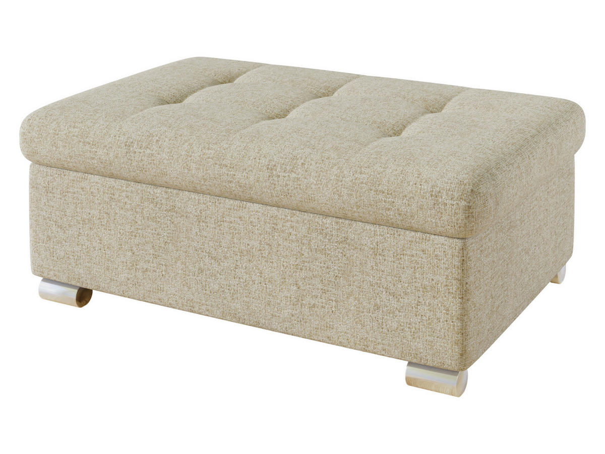 POLSTERHOCKER Niko Groß - Beige/Silberfarben, Holz/Textil (96/41/70cm) - MIRJAN24