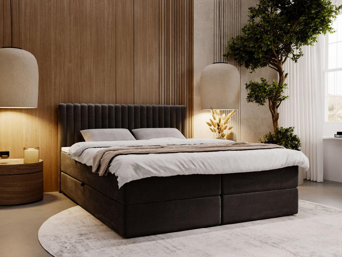 BOXBETT Marbella 200x200 Anthracite - Anthrazit, Holz/Textil (200/200cm) - Graingold