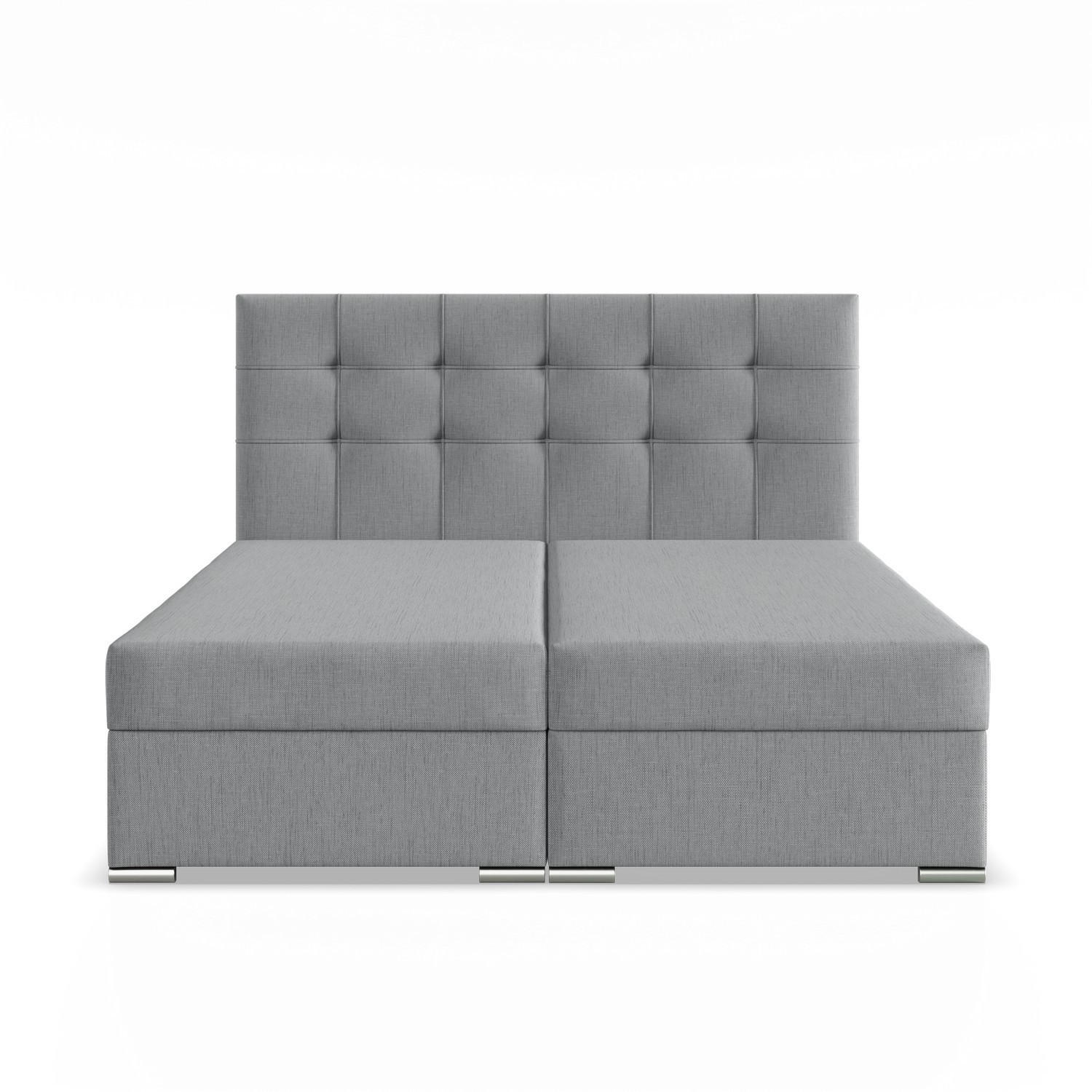 BOXBETT MIT KOPFTEIL 180x200 ELDA, Grau - Grau, Textil (180/200cm) - Mebligo