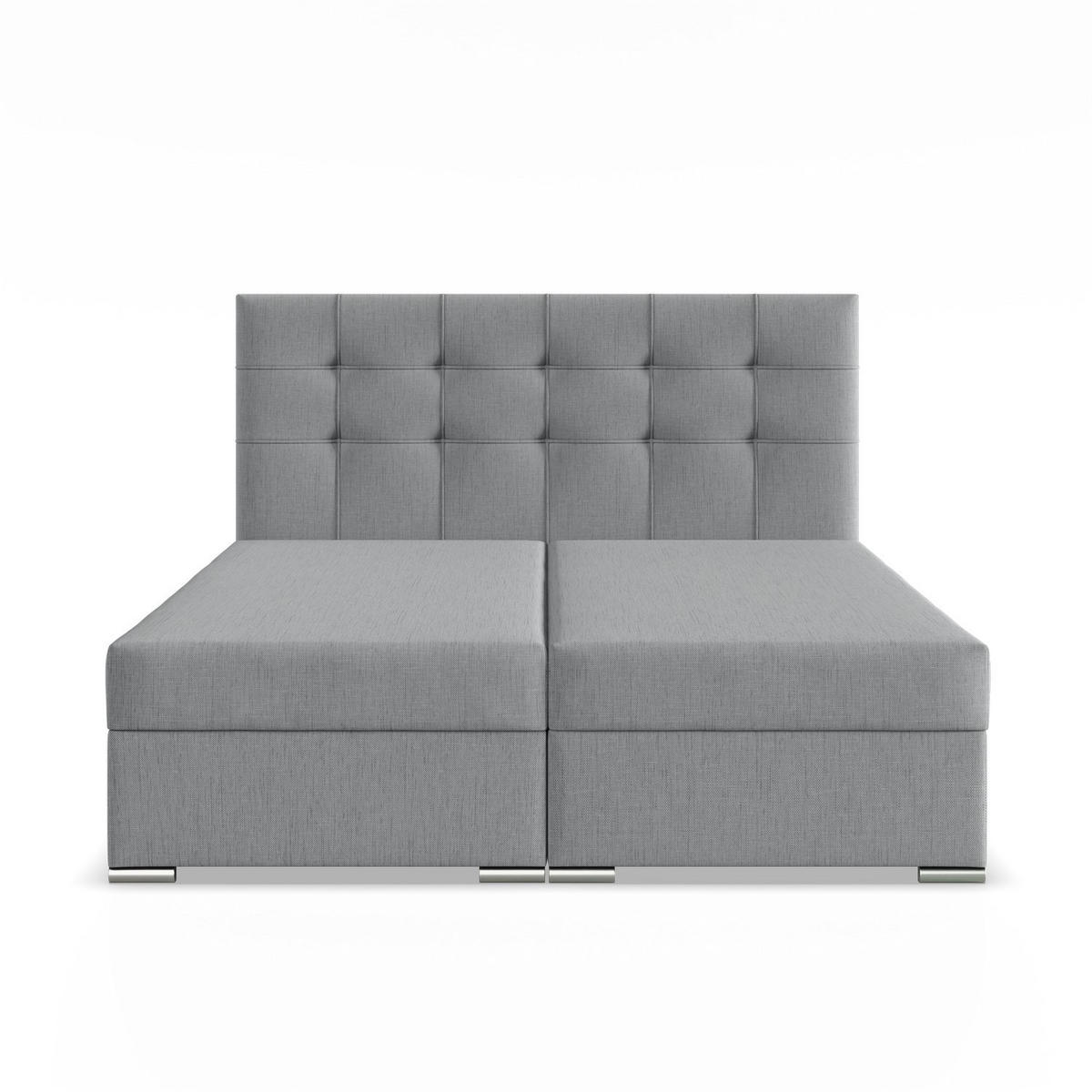 BOXBETT MIT KOPFTEIL 180x200 ELDA, Grau - Grau, Textil (180/200cm) - Mebligo