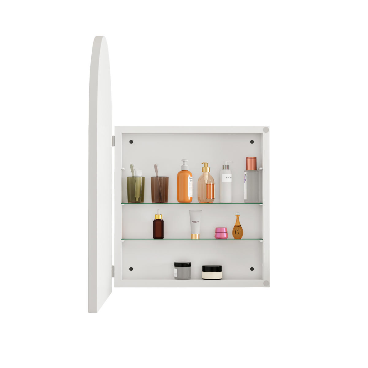 SPIEGELSCHRANK 91x61x12cm in Weiß mit Metallrahmen und gehärtetem Glas - Weiß, Glas (61/12/91cm) - Modfu