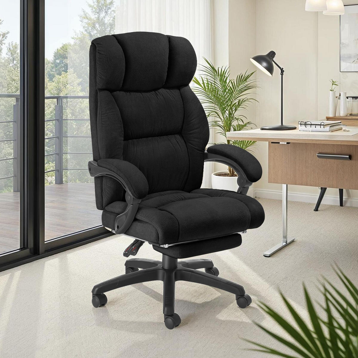 BÜROSTUHL Jillien,Belastbarkeit 120 kg,schwarz - Schwarz, Kunststoff (64/115/118cm) - tectake