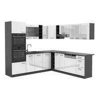 ECKKÜCHE R-Line Weiß Hochglanz/Anthrazit 237 x 60 cm ohne AP - Weiß Hochglanz/Anthrazit, Holzwerkstoff (247/81.6/46cm) - Vicco