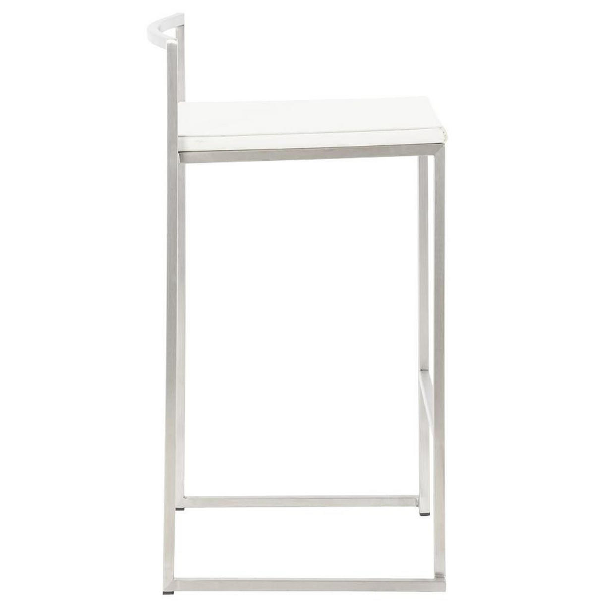 BARHOCKER Kunstleder Stahlrahmen Sitzhöhe 65cm Industrial LEXARIX MINI, Weiß 44x41x76,5 cm - Silberfarben/Weiß, Kunststoff/Textil (43/77/41cm) - KADIMA DESIGN