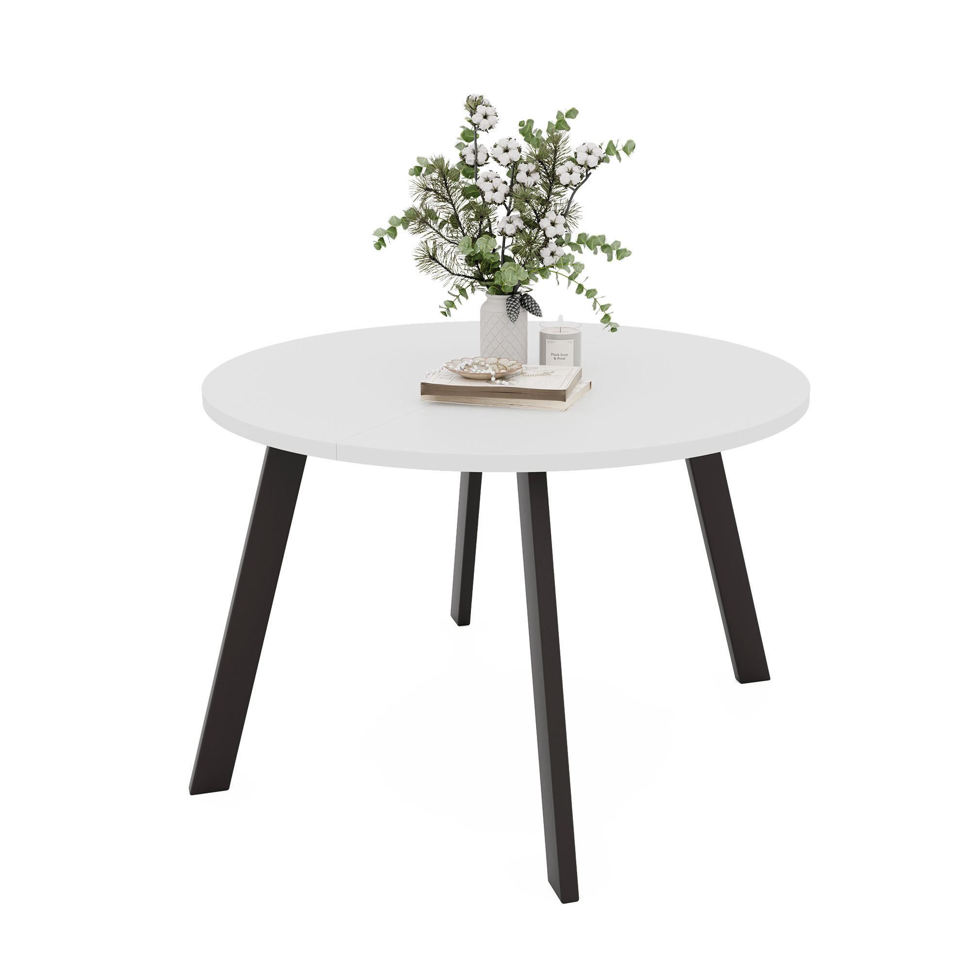 TISCH Schwarze Beine, MDF Tischplatte, Arktisches Weiß - Schwarz/Weiß, Holzwerkstoff (100/100/76cm) - Idohome