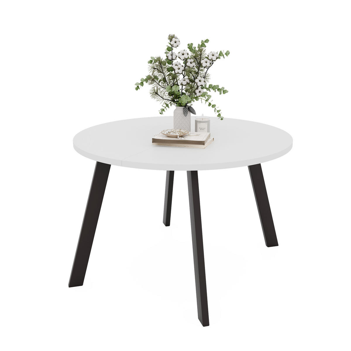 TISCH Schwarze Beine, MDF Tischplatte, Arktisches Weiß - Schwarz/Weiß, Holzwerkstoff (100/100/76cm) - Idohome