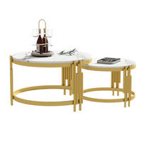 COUCHTISCH 71.5/51.5 cm aus MDF und Metall in Antique Brass/Weiß mit nestbarem Design - Messingfarben, Holzwerkstoff (71.5/71.5/44cm) - OKMYHOME
