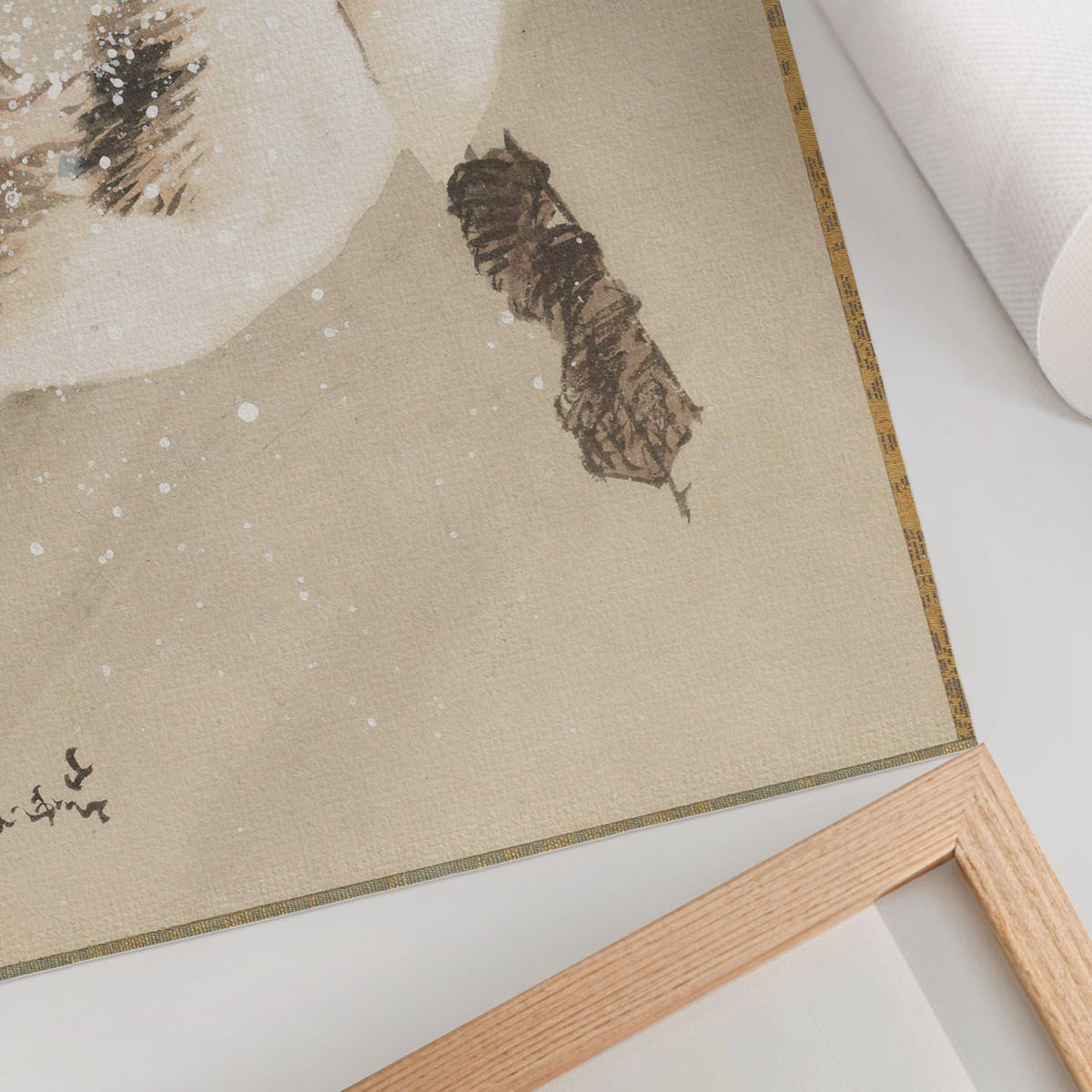 POSTER - 42x29 cm (A3) - Hokusai - Fischer im Schnee - Beige, Textil (42/29.7/0.1cm) - TULUP