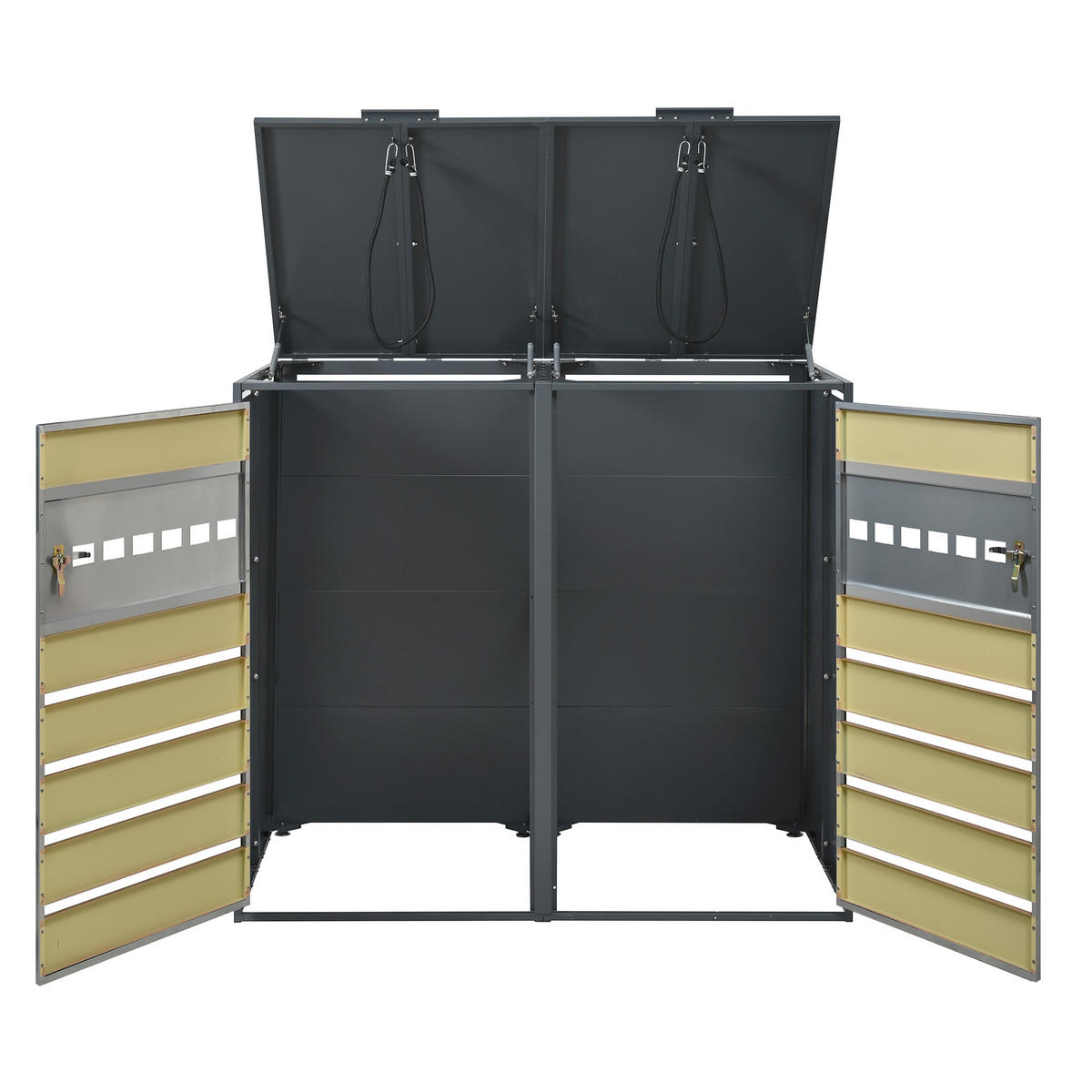 MÜLLTONNENBOX abschließbar 2 Türen Klappdeckel Stauraum - Multicolor, Metall (80/118.5/132cm) - FLIEKS