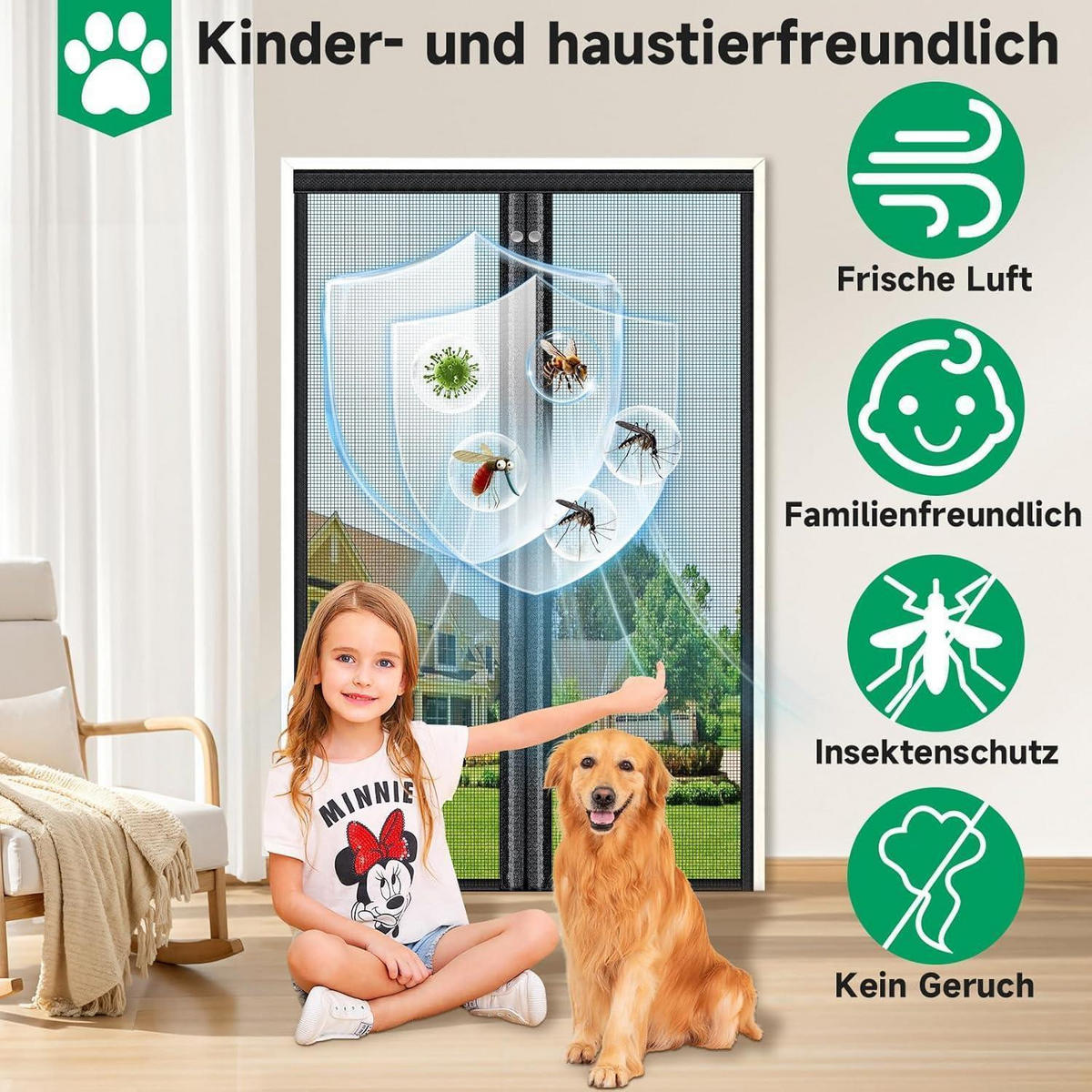 FLIEGENGITTER Balkontür 96 x 210 cm mit durchgehendem Magnetverschluss - Schwarz, Textil (96/210/1cm)