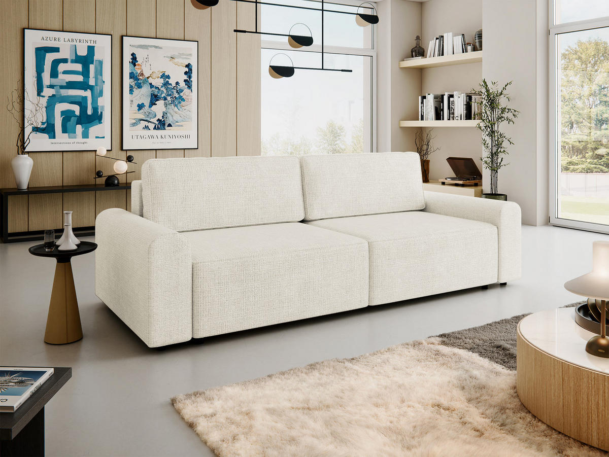 SCHLAFSOFA Bella - Creme/Schwarz, Holz/Kunststoff (240/85/95cm) - MIRJAN24