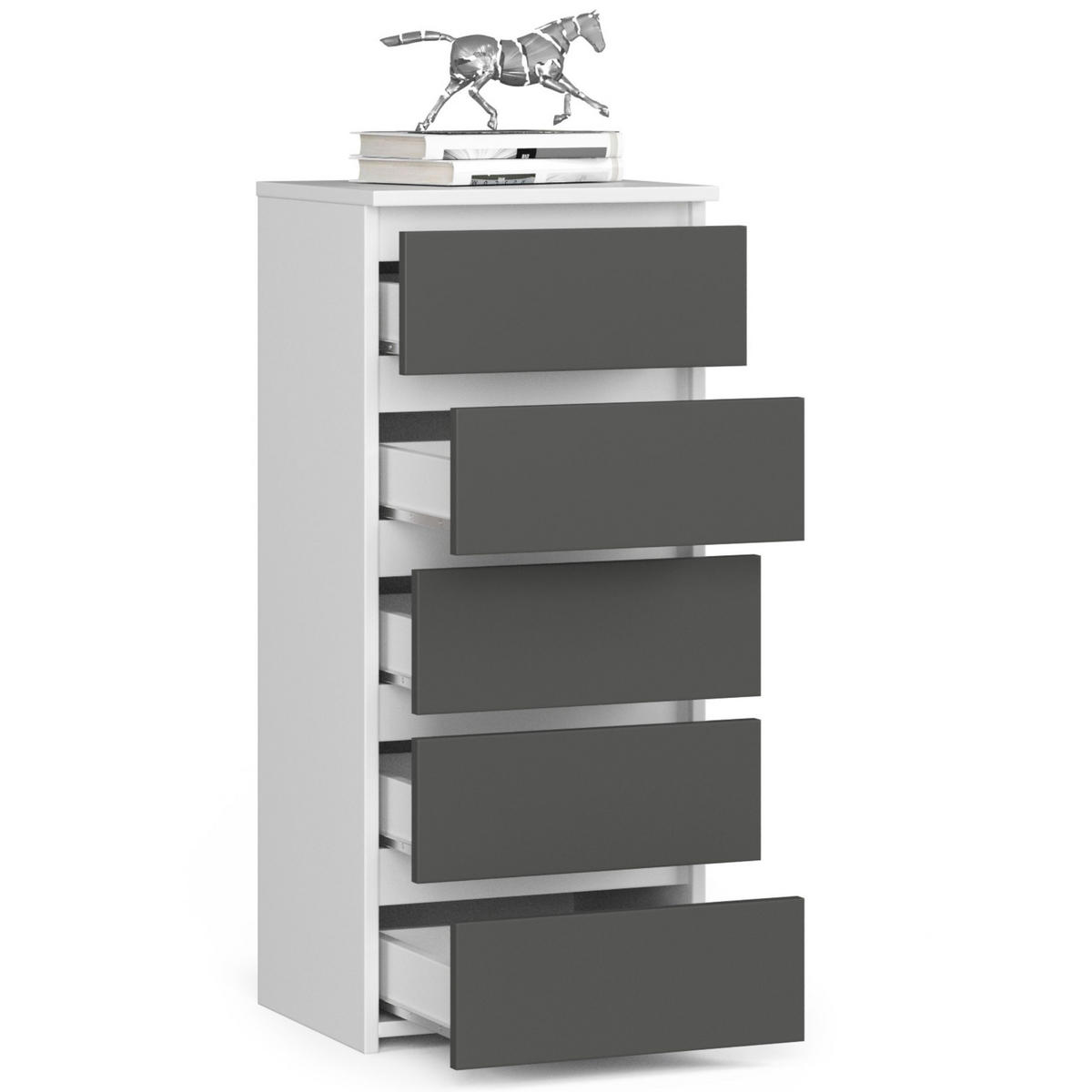 KOMMODE Weiß, Graphit Grau 92/40/35 - Weiß, Holzwerkstoff (40/92/35cm) - RAUMHIRSCH FURNITURE