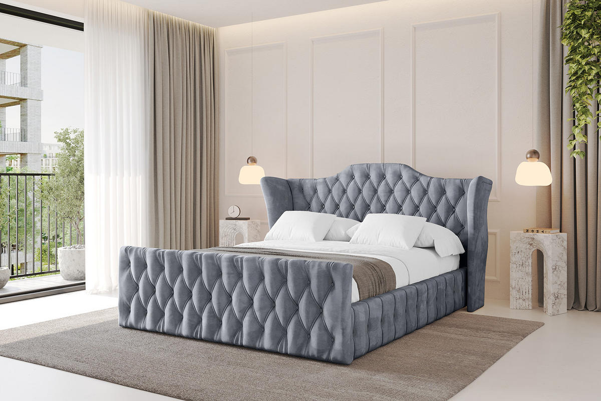 POLSTERBETT mit Bettkasten, Fußteil und Lattenrost, Boxbett ohne Matratze - MODY-Z 180x200 Grau - Grau, Holzwerkstoff/Textil (180/200cm) - ALTDECOR