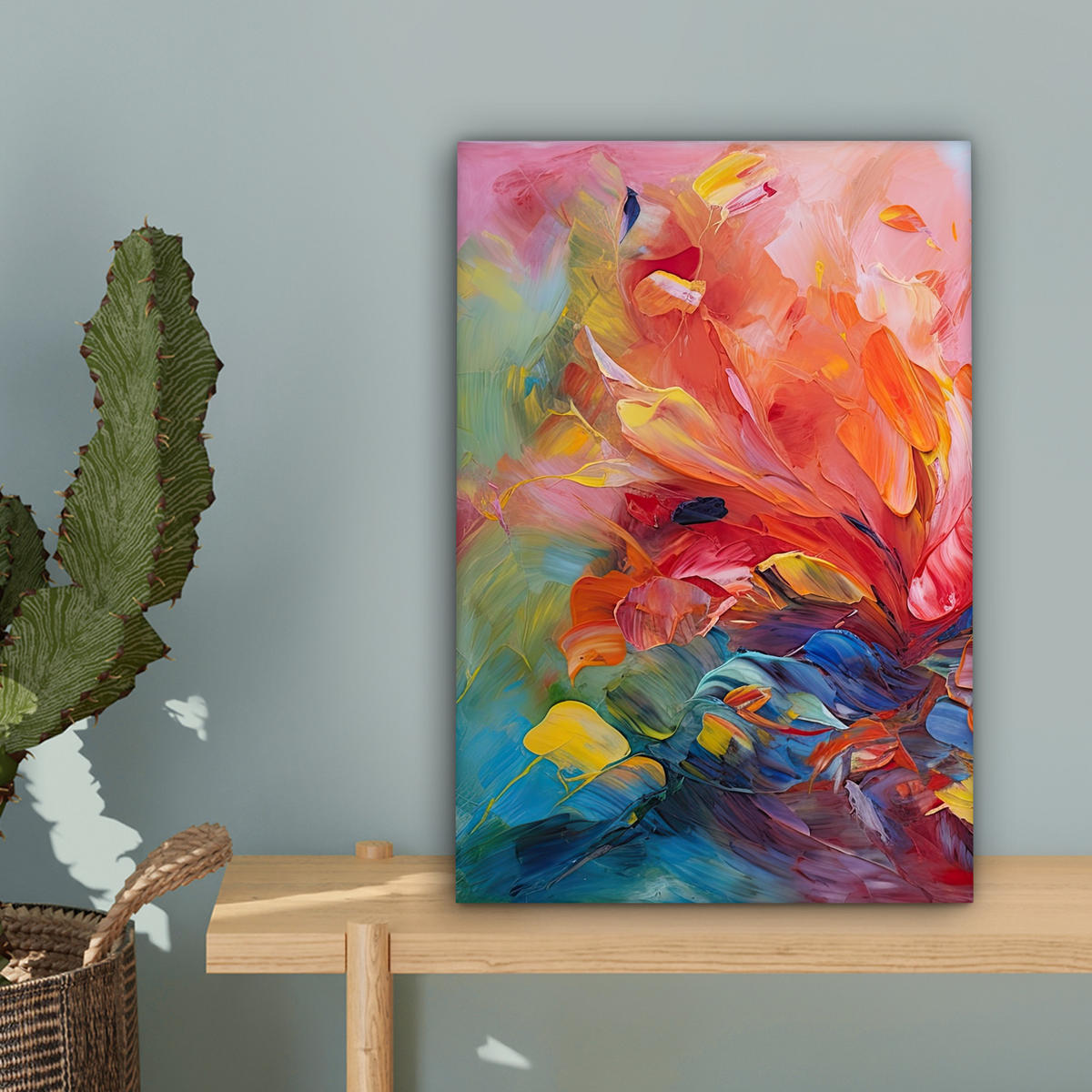 LEINWANDBILD Ölgemälde - Kunst - Abstrakt - Farbenfroh 20x30 cm - Altrosa, Textil (20/30cm) - MuchoWow