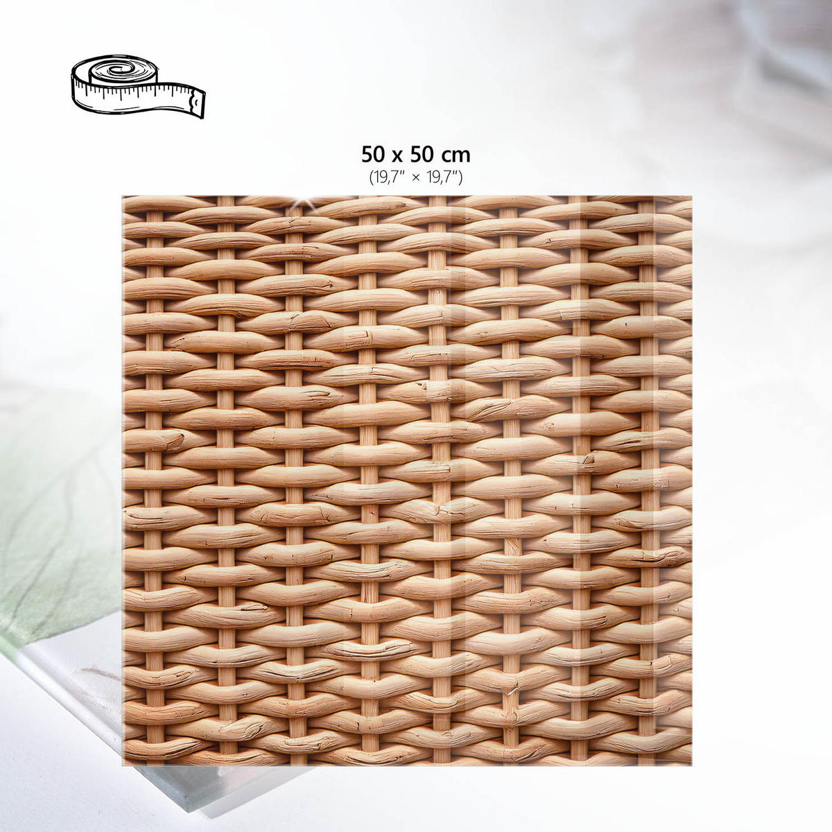 TISCHPLATTE 50x50 cm – Geflochtene Textur - Braun, Glas (50/50/0.4cm) - Wallfluent