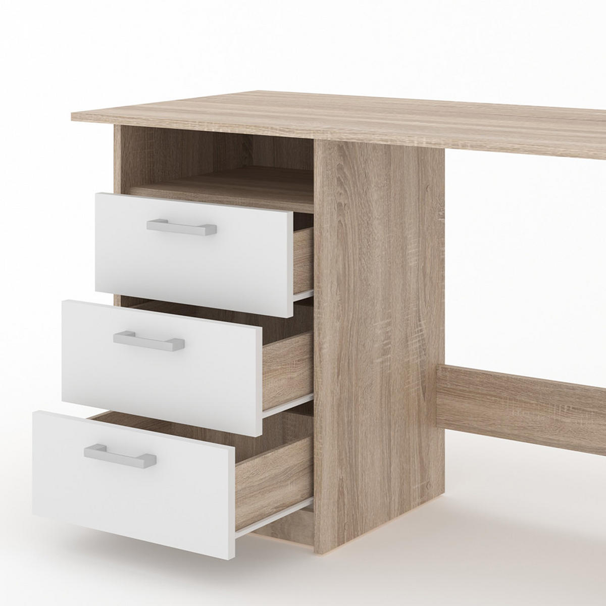 SCHREIBTISCH Meiko Weiß/Sonoma 120 x 50 cm - Weiß/Sonoma Eiche, Holzwerkstoff (50/120/76.6cm) - Vicco