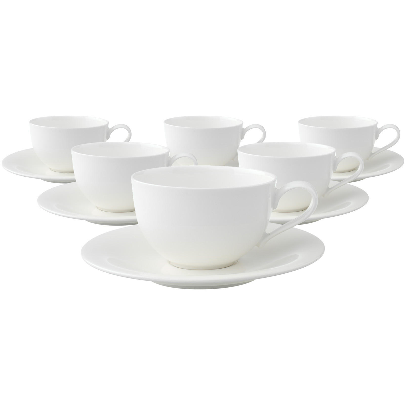 CAPPUCCINOTASSEN MIT UNTERTASSEN New Cottage Basic weiß 290 ml 6er Set - Weiß, Keramik (19/9.1/19cm) - Villeroy & Boch