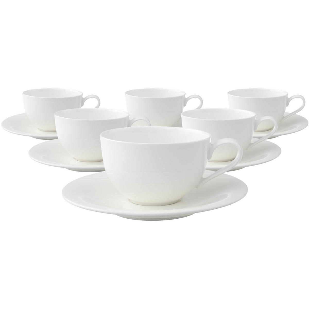 CAPPUCCINOTASSEN MIT UNTERTASSEN New Cottage Basic weiß 290 ml 6er Set - Weiß, Keramik (19/9.1/19cm) - Villeroy & Boch