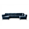 WOHNLANDSCHAFT mit Schlaffunktion & Bettkasten, luxus Nube-Stoff - Schwarz/Dunkelblau, Textil/Metall (362/90/191cm) - Eltap