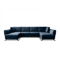 WOHNLANDSCHAFT mit Schlaffunktion & Bettkasten, luxus Nube-Stoff - Schwarz/Dunkelblau, Textil/Metall (362/90/191cm) - Eltap