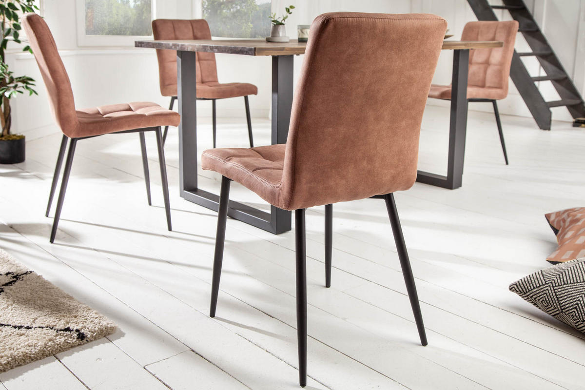 STUHL MODENA Microfaser Braun 85 cm - Schwarz/Braun, Textil/Metall (44/86/58cm) - riess-ambiente