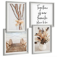 BILDER SET 4er Set - 50x50 cm & 40x60 cm Silberner Rahmen - Blumenzweige Minimalismus Natur - Silberfarben, Kunststoff (50/50cm) - TULUP