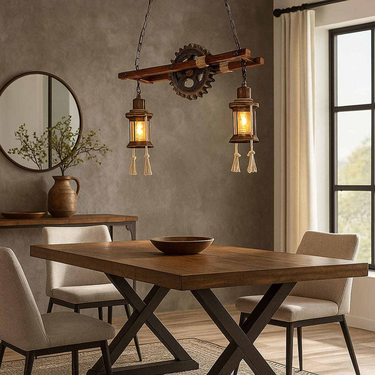 LED HÄNGELEUCHTE Holz Schwarz - Schwarz, Holz (62/20/110cm) - Globo Lighting