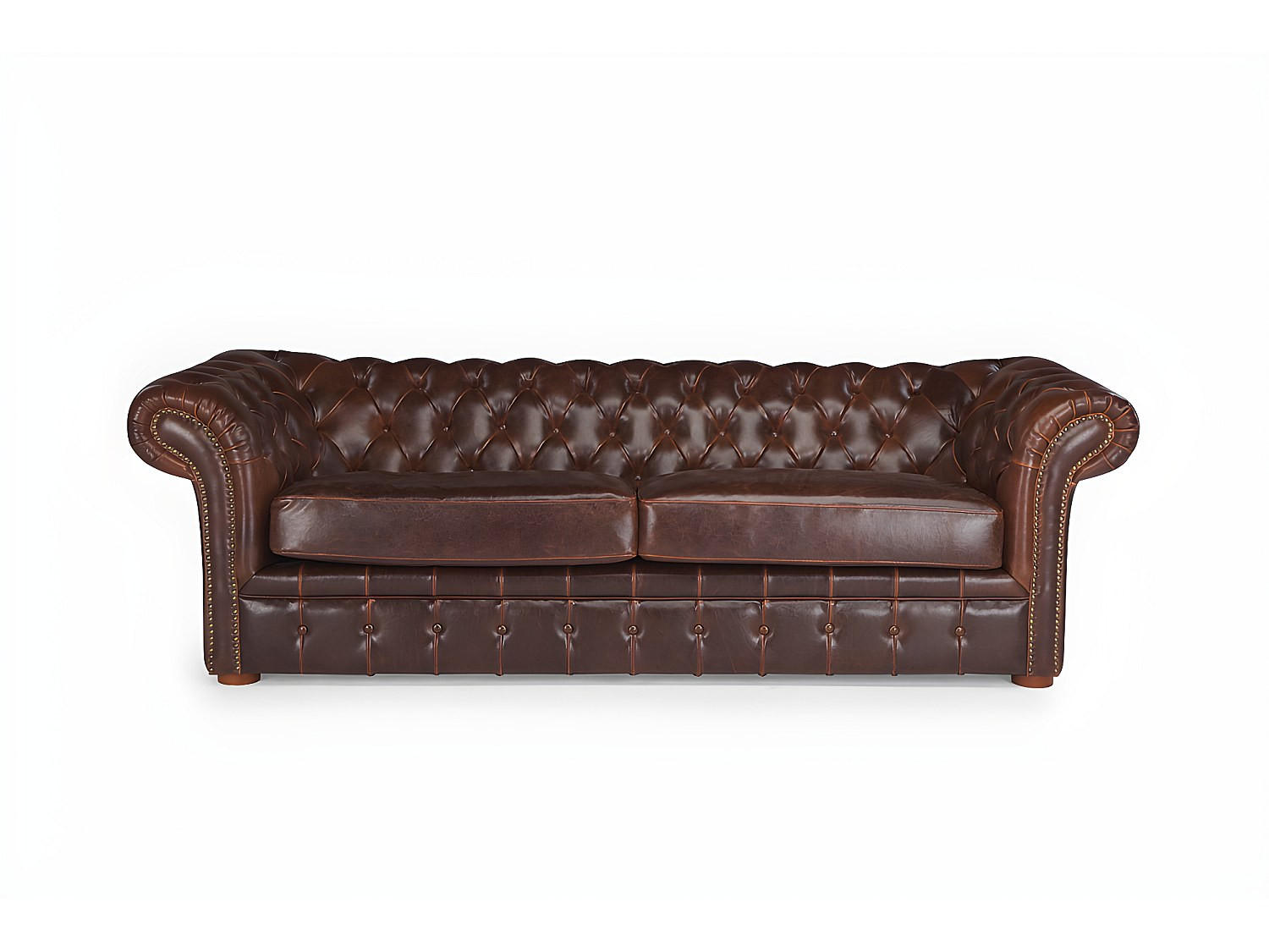 SOFA - 3 Personen - leder - schokoladenbraun Clotaire - Braun, Leder/Holz (232/73/90cm) - Vente-Unique