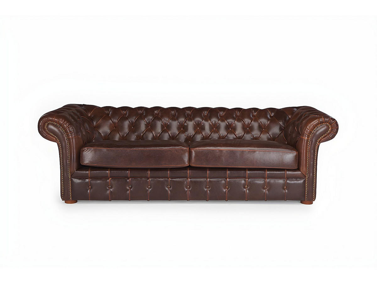 CHESTERFIELD Ledersofa 3-Sitzer - Vintage Leder - Braun - CLOTAIRE - Braun, Leder (232/73/90cm) - Vente-Unique